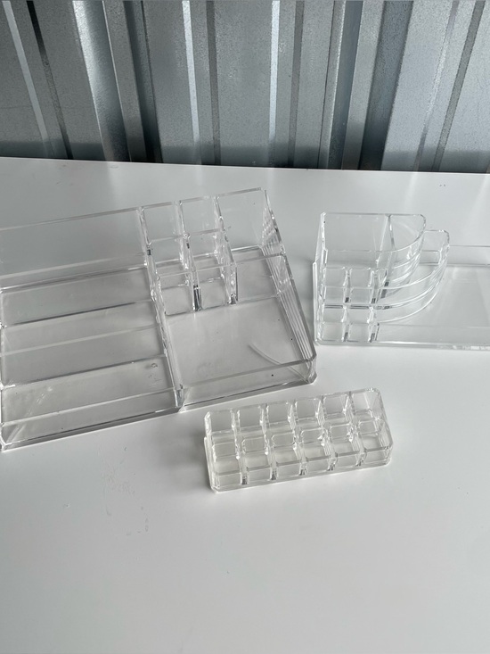 Other - Clear Acrylic Makeup Organizer Desk Organizer Cosmetic Storage Vanity Tray Set